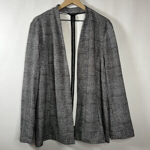 Investments Jacket Women Size XL‎ Gray Open Front Long Sleeve Blazer Rayon Blend